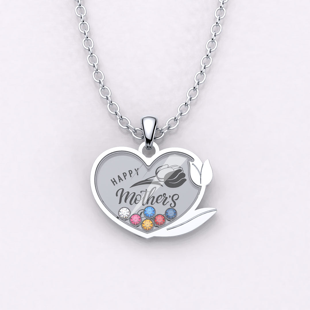 Mother's Day Gift Tulip Custom Birthstone Necklace-Engravingift