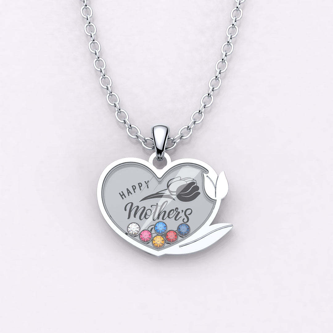 Mother's Day Gift Tulip Custom Birthstone Necklace-Engravingift