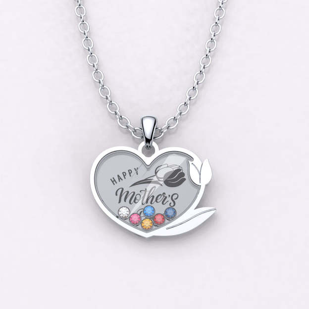 Mother's Day Gift Tulip Custom Birthstone Necklace-Engravingift