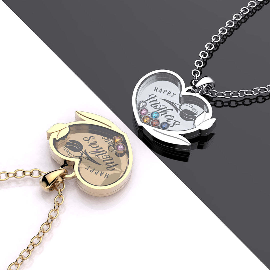 Mother's Day Gift Tulip Custom Birthstone Necklace-Engravingift