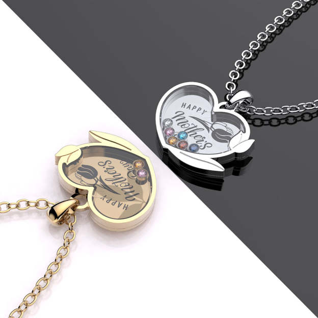 Mother's Day Gift Tulip Custom Birthstone Necklace-Engravingift