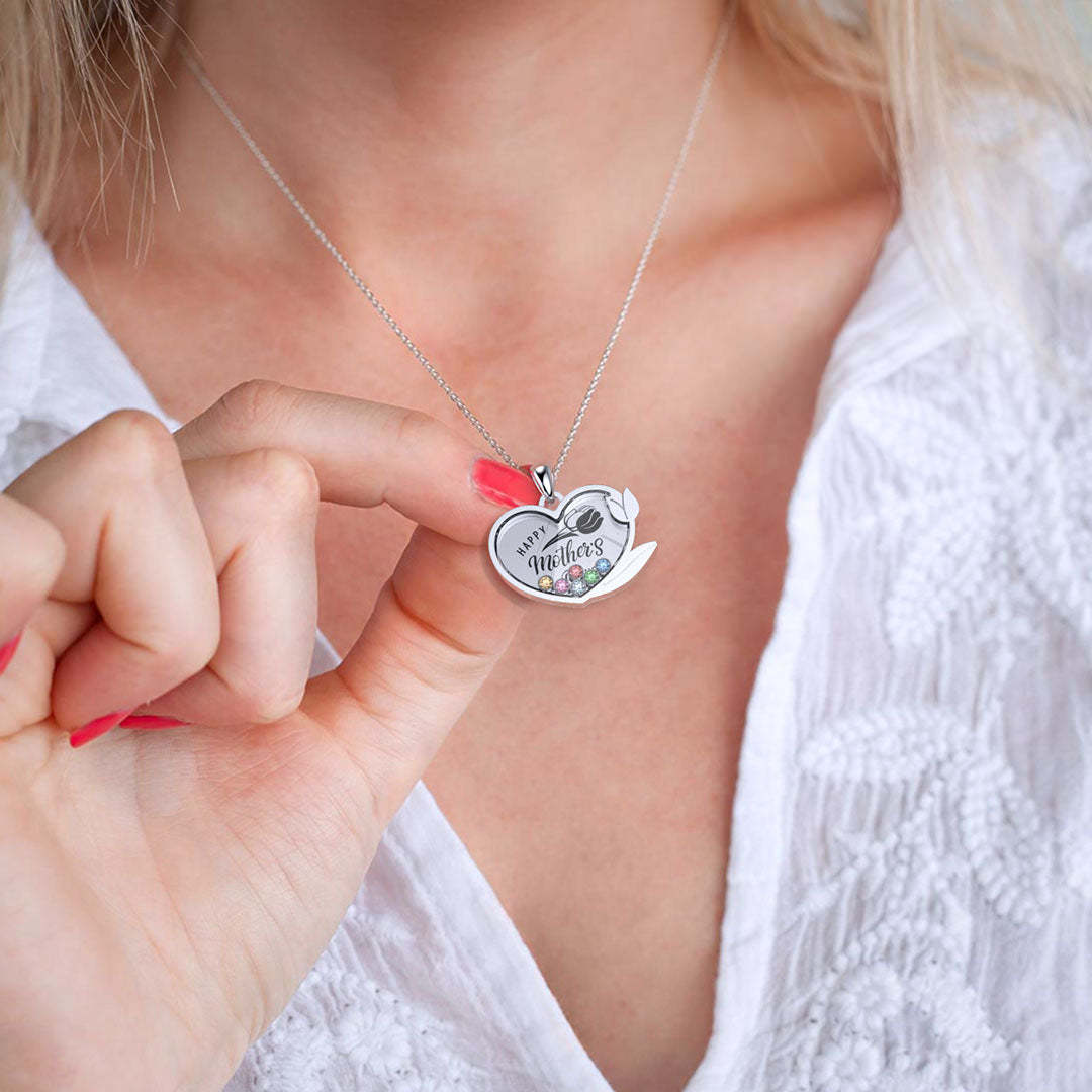 Mother's Day Gift Tulip Custom Birthstone Necklace-Engravingift