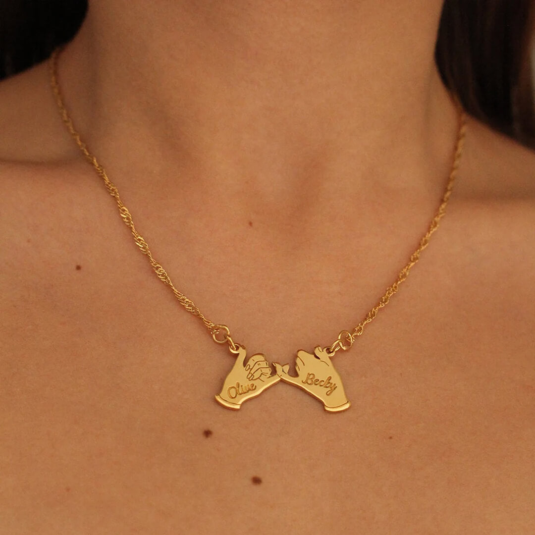 Mother's Day Gift Pinky Promise Name Necklace-Engravingift