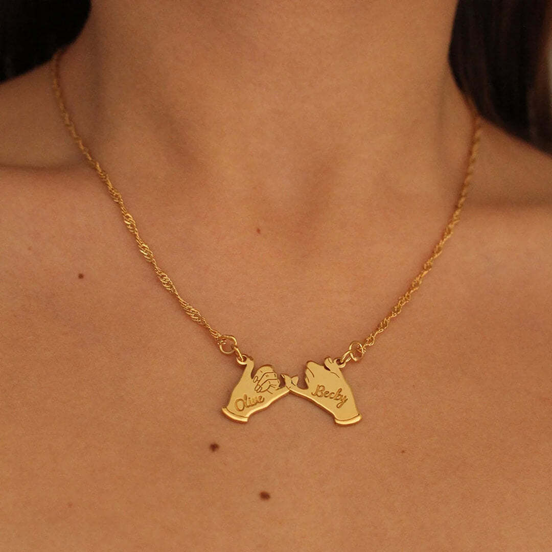 Mother's Day Gift Pinky Promise Name Necklace-Engravingift