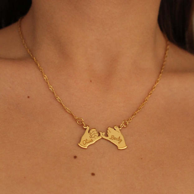 Mother's Day Gift Pinky Promise Name Necklace-Engravingift