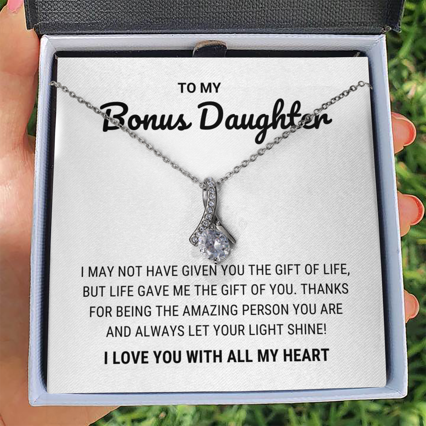 Mother's Day Gift To My Bonus Daughter - Let Your Light Shine - Necklace-Engravingift
