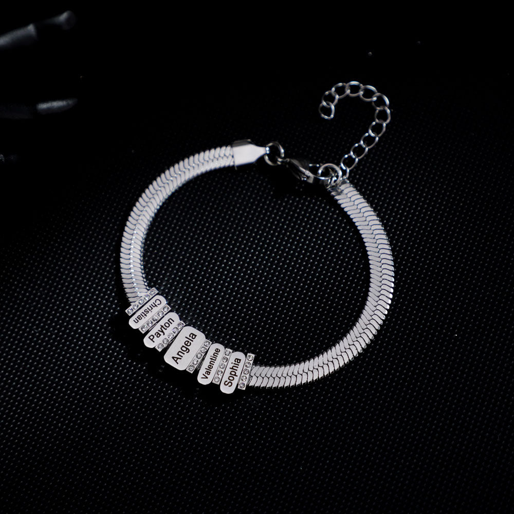 Men's Snake-shaped Chains With Custom Diamond Family Beads