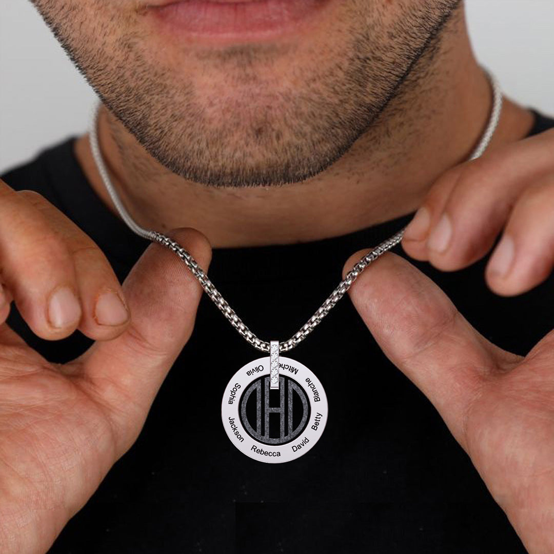 Christmas Gift Personalized DAD Circle Necklace-Engravingift