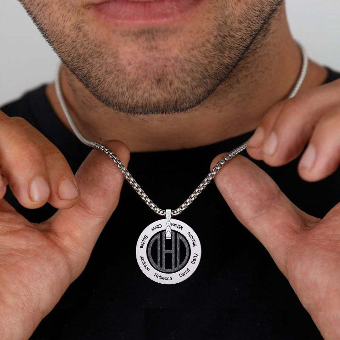 Christmas Gift Personalized DAD Circle Necklace-Engravingift