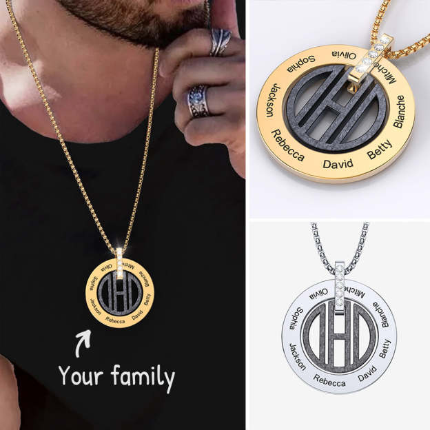 Christmas Gift Personalized DAD Circle Necklace-Engravingift