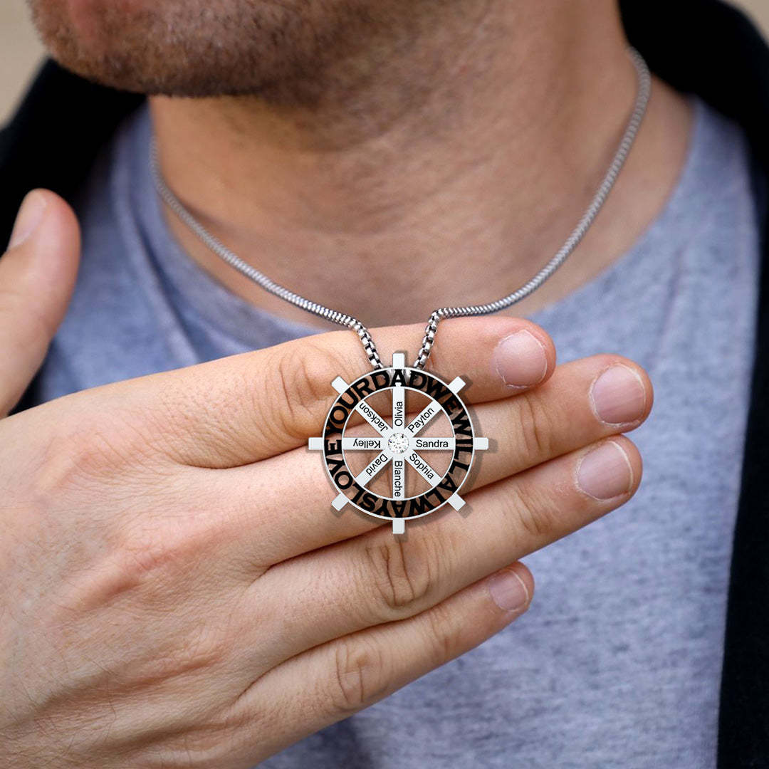 Christmas Gift Personalized Bar Rudder Necklace-Engravingift