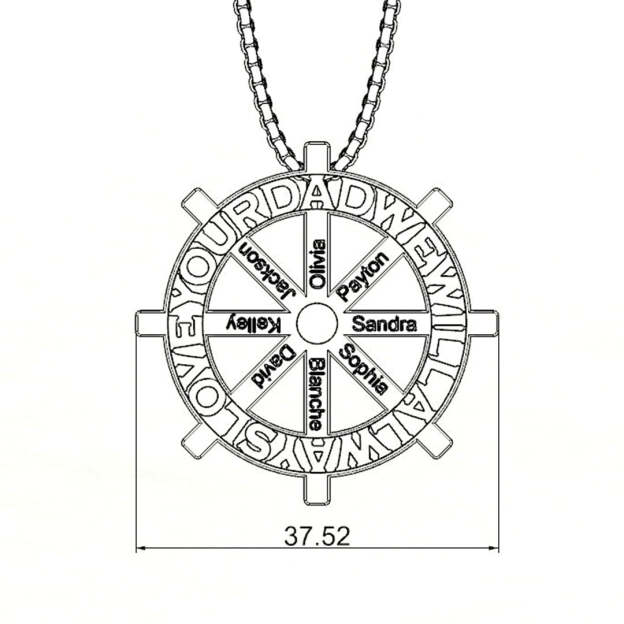 Christmas Gift Personalized Bar Rudder Necklace-Engravingift