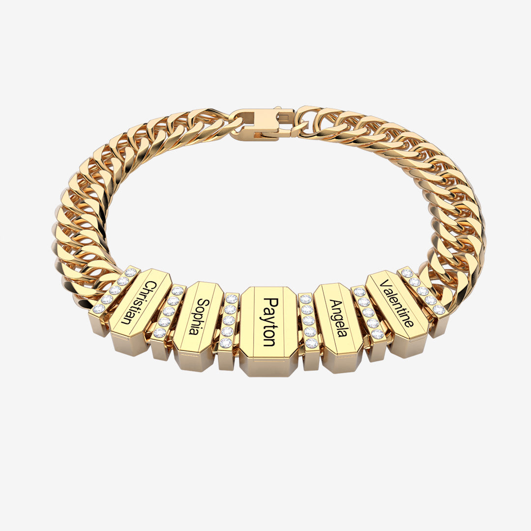 Christmas Gift Cuba Link Men's Bracelet With Personalized Beads