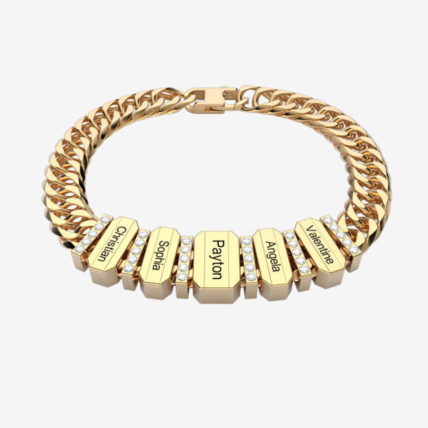 Christmas Gift Cuba Link Men's Bracelet With Personalized Beads