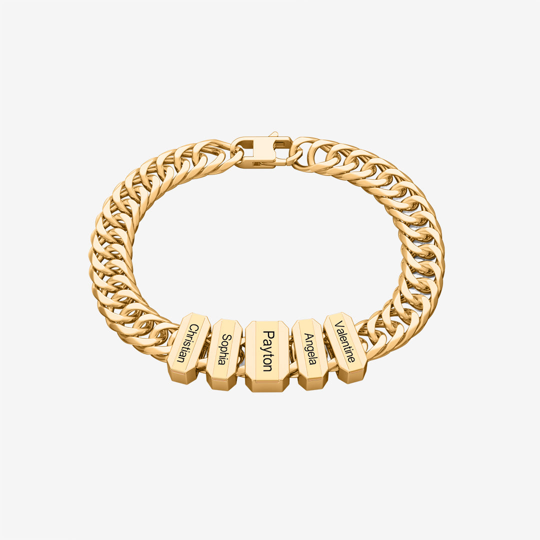 Christmas Gift Cuba Link Men's Bracelet With Personalized Beads