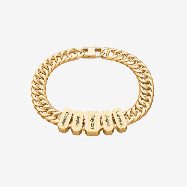 Christmas Gift Cuba Link Men's Bracelet With Personalized Beads