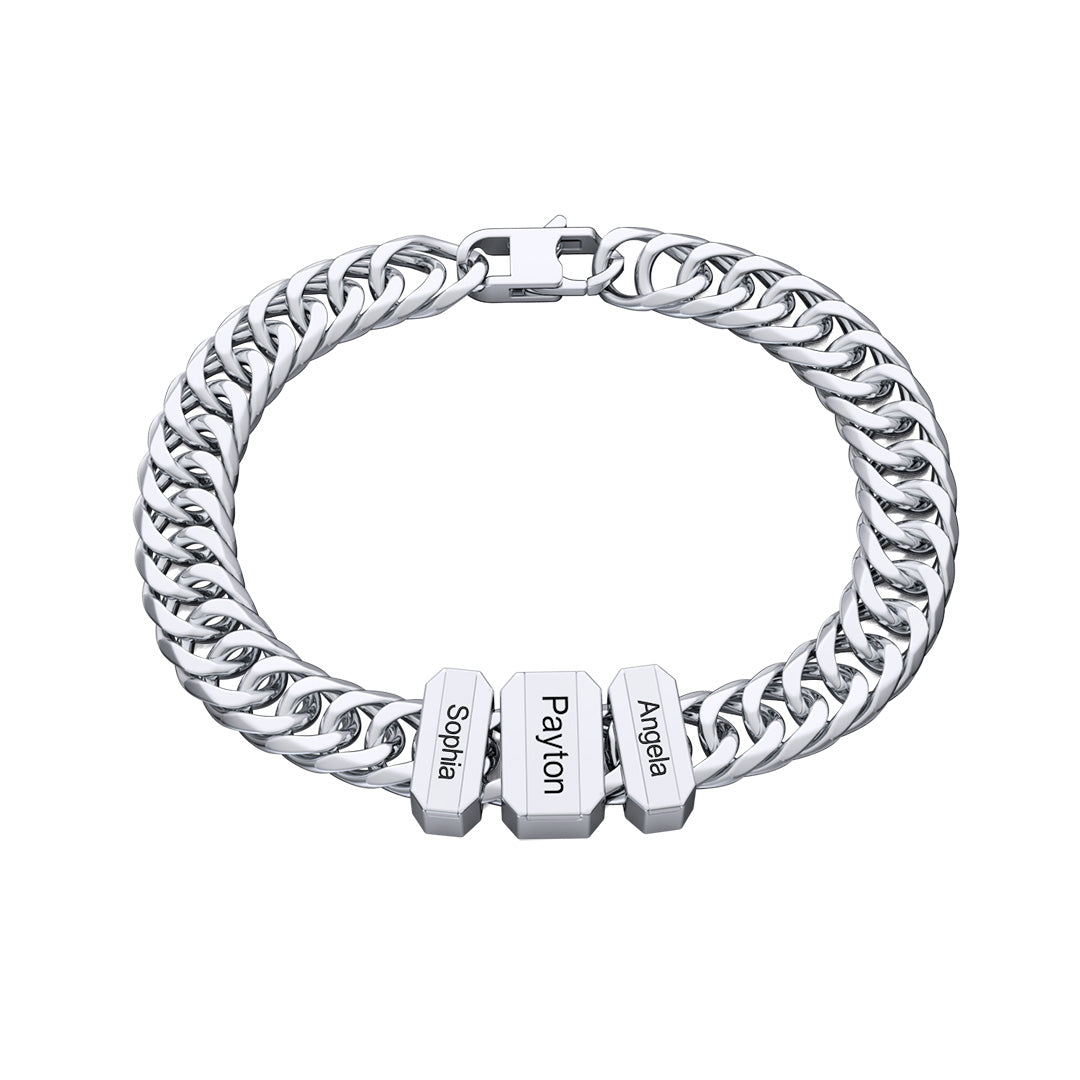 Christmas Gift Cuba Link Men's Bracelet With Personalized Beads