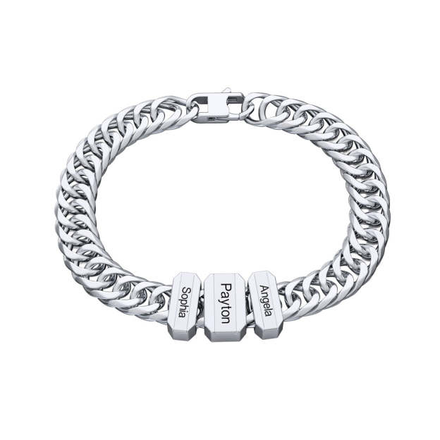 Christmas Gift Cuba Link Men's Bracelet With Personalized Beads