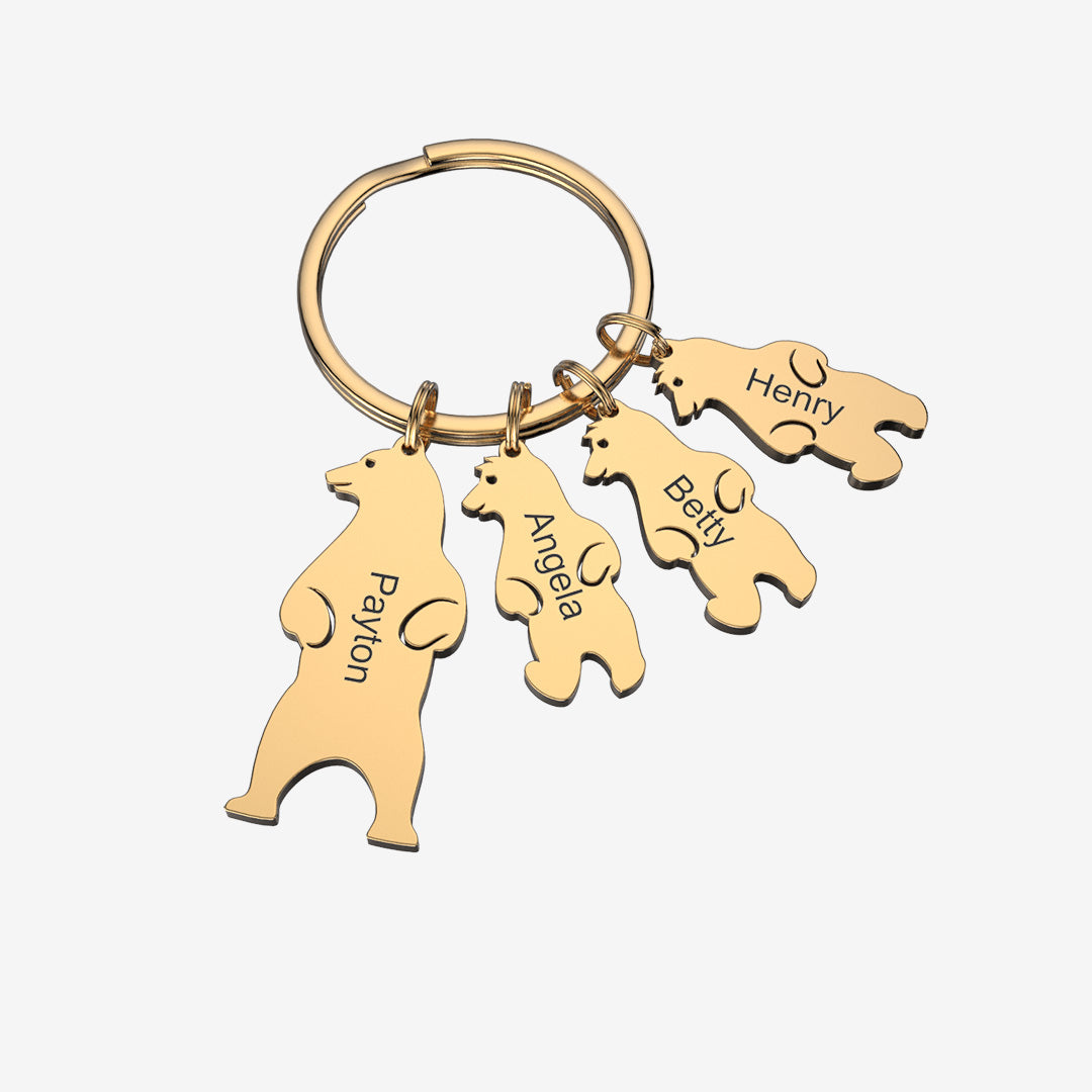 Christmas Gift Customized Family Bear Charm Keychain