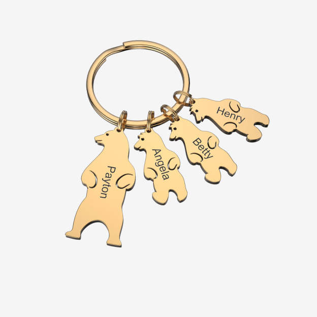 Christmas Gift Customized Family Bear Charm Keychain