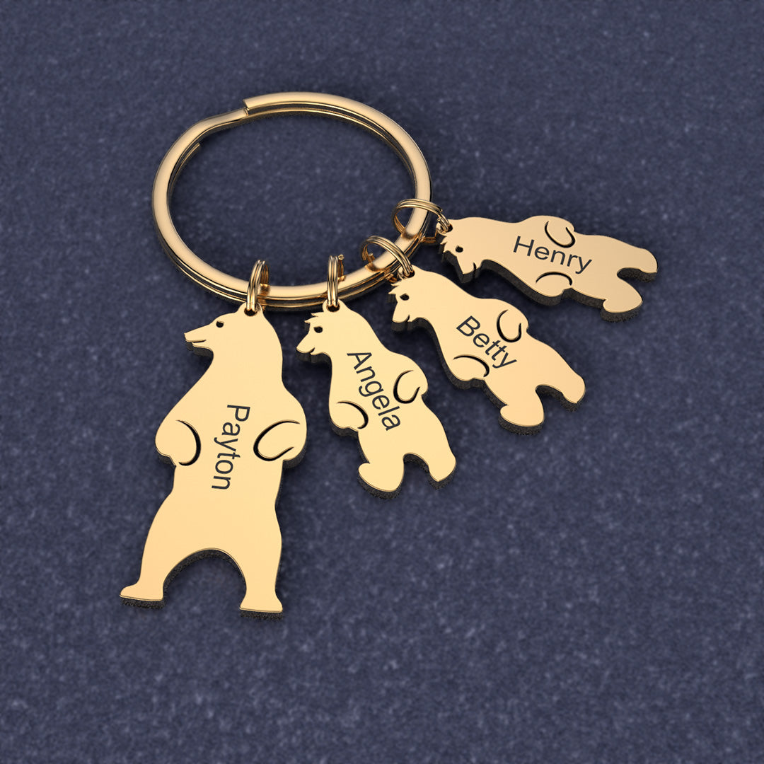 Christmas Gift Customized Family Bear Charm Keychain
