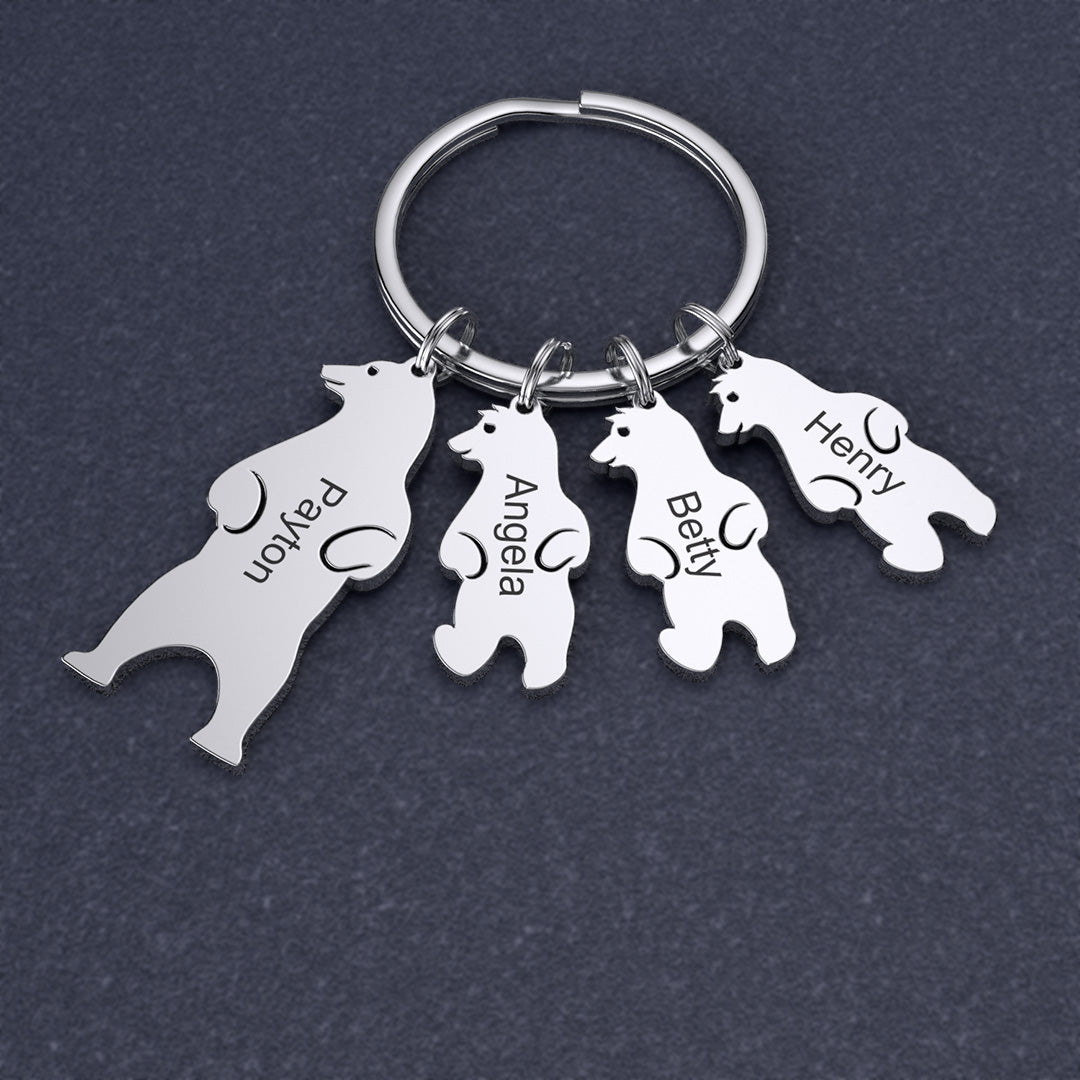 Christmas Gift Customized Family Bear Charm Keychain