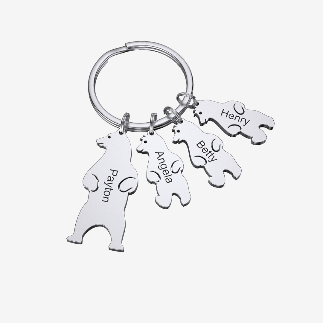 Christmas Gift Customized Family Bear Charm Keychain