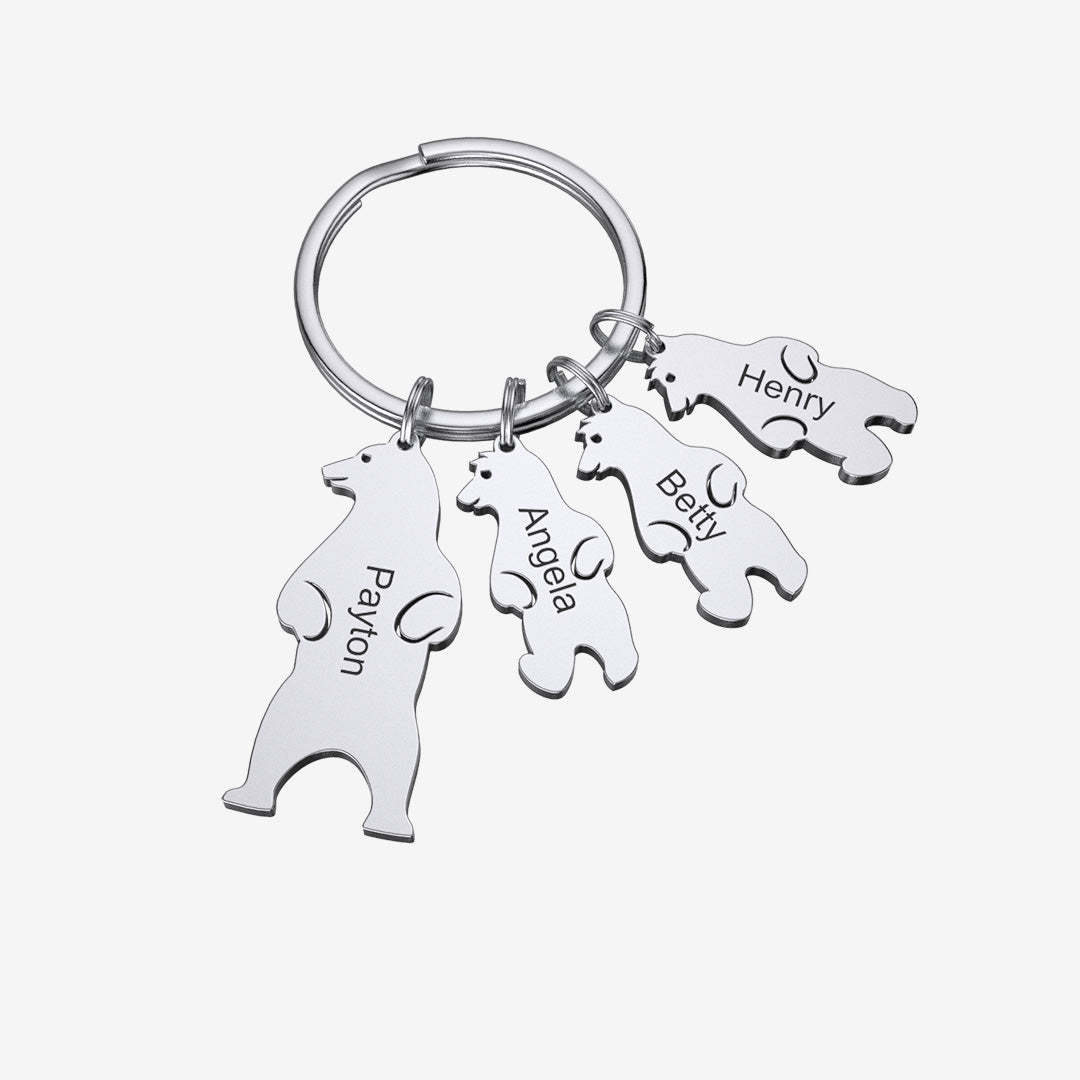 Christmas Gift Customized Family Bear Charm Keychain