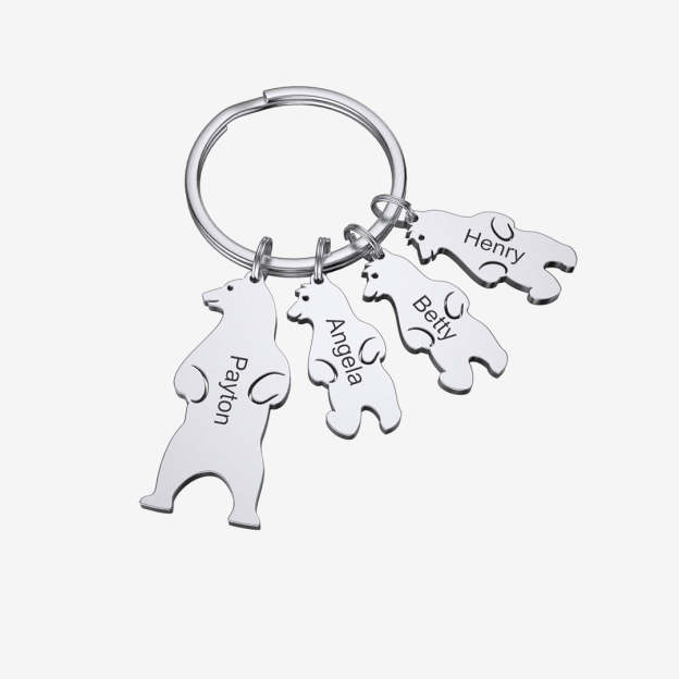 Christmas Gift Customized Family Bear Charm Keychain