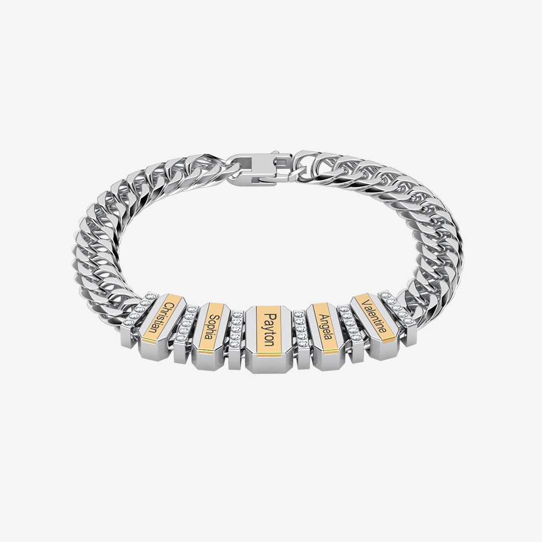 Father's Day Gift Cuba Link Men's Bracelet With Personalized Diamond Beads