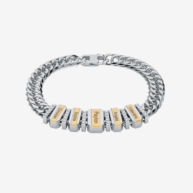 Christmas Gift Cuba Link Men's Bracelet With Personalized Beads