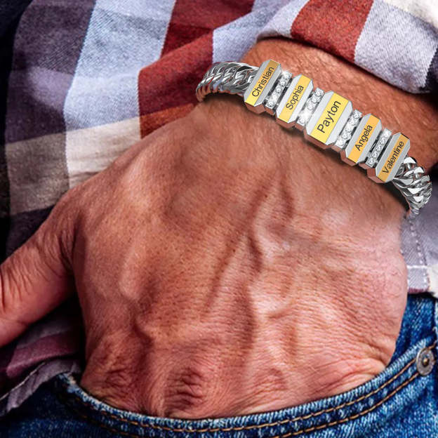 Christmas Gift Cuba Link Men's Bracelet With Personalized Diamond Beads