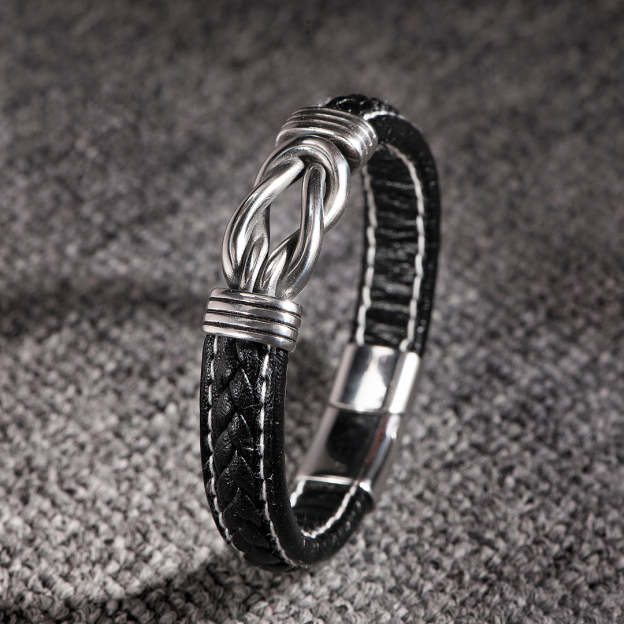 Mother's Day Gift To My Great-grandson Braided Leather Knot Bracelet "Never Forget That You Will Always Be in My Heart"-Engravingift