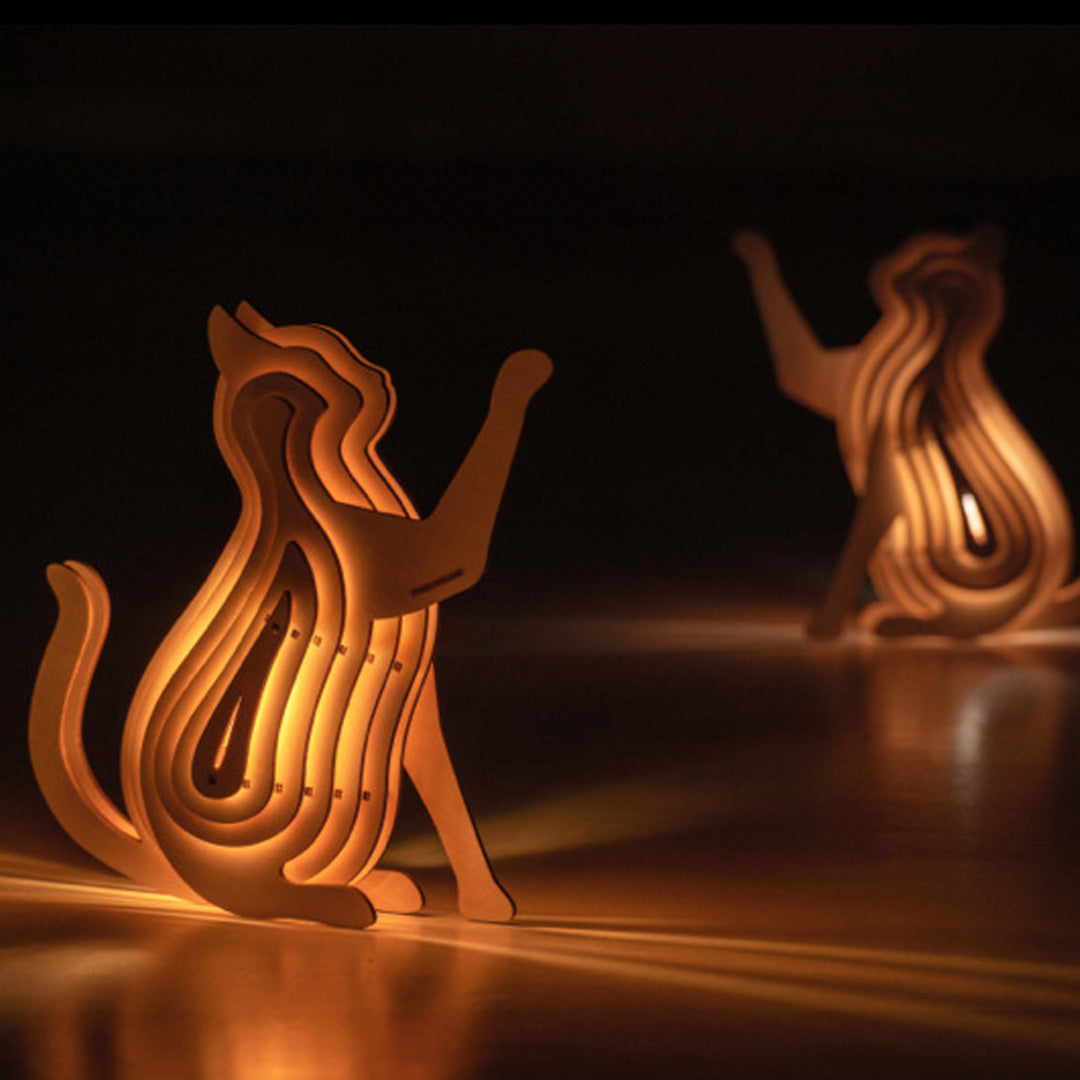 Christmas Gift 3D Wooden Animal Statue Decor Fantasy Lamp-Engravingift