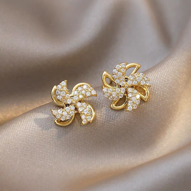 Mother's Day Gift Exquisite Crystal Rotating Windmill Earrings-Engravingift