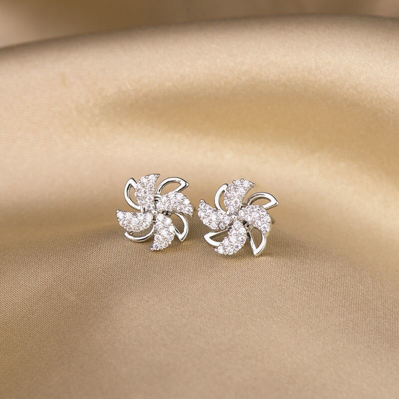 Mother's Day Gift Exquisite Crystal Rotating Windmill Earrings-Engravingift