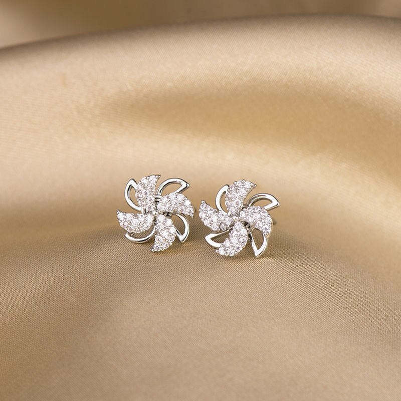 Mother's Day Gift Exquisite Crystal Rotating Windmill Earrings-Engravingift