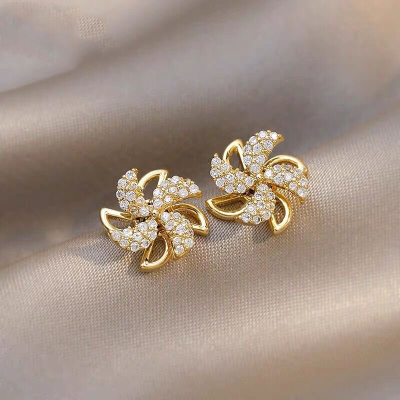 Mother's Day Gift Exquisite Crystal Rotating Windmill Earrings-Engravingift