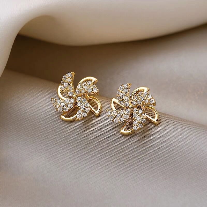 Mother's Day Gift Exquisite Crystal Rotating Windmill Earrings-Engravingift