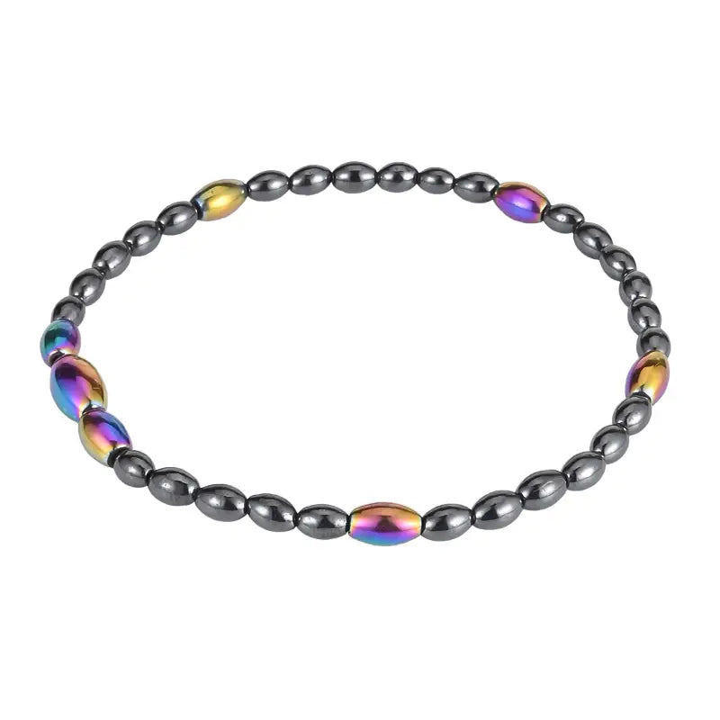 Mother's Day Oval Magnetic Black Gallstone Beaded Anklet Energy Healing & Relax Anxiety Ankle Bracelet-Engravingift
