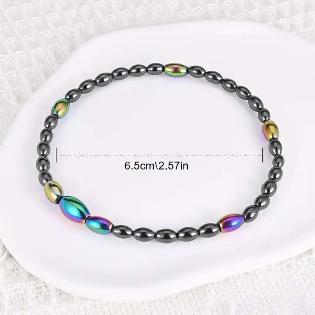 Mother's Day Oval Magnetic Black Gallstone Beaded Anklet Energy Healing & Relax Anxiety Ankle Bracelet-Engravingift