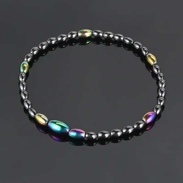 Mother's Day Oval Magnetic Black Gallstone Beaded Anklet Energy Healing & Relax Anxiety Ankle Bracelet-Engravingift