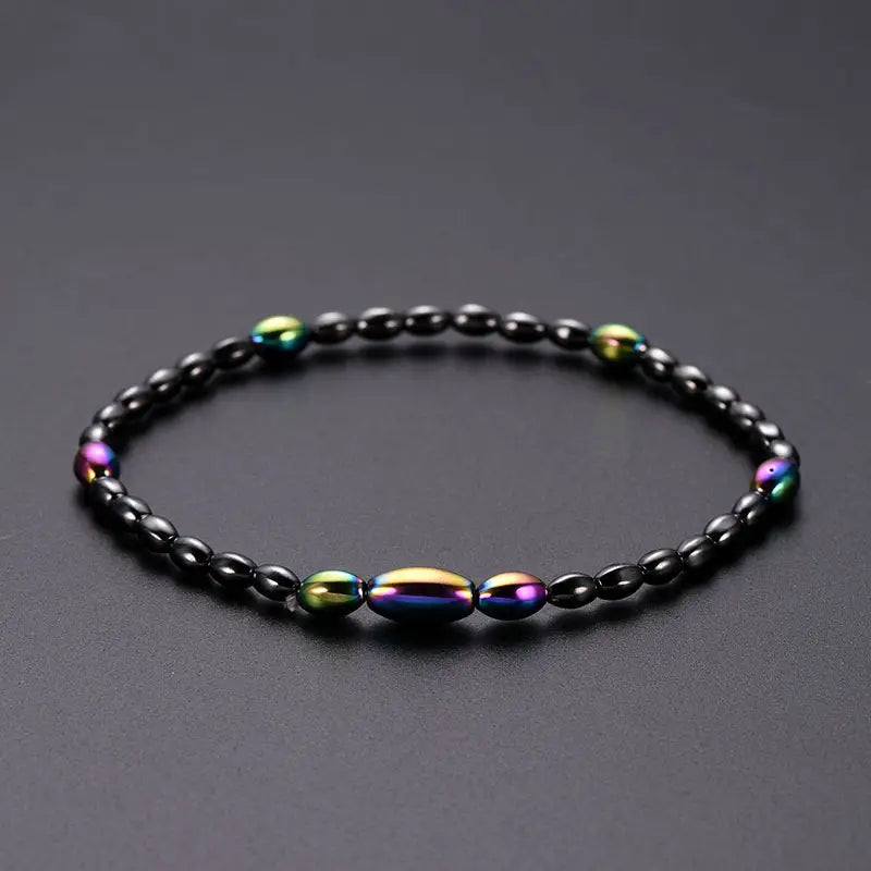 Mother's Day Oval Magnetic Black Gallstone Beaded Anklet Energy Healing & Relax Anxiety Ankle Bracelet-Engravingift