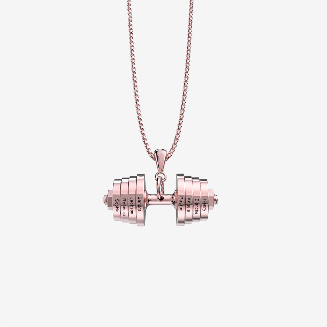 Father's Day Gift "You Be Fearless Be Strong" Custom Dumbbell Diamond Name Necklace-Engravingift