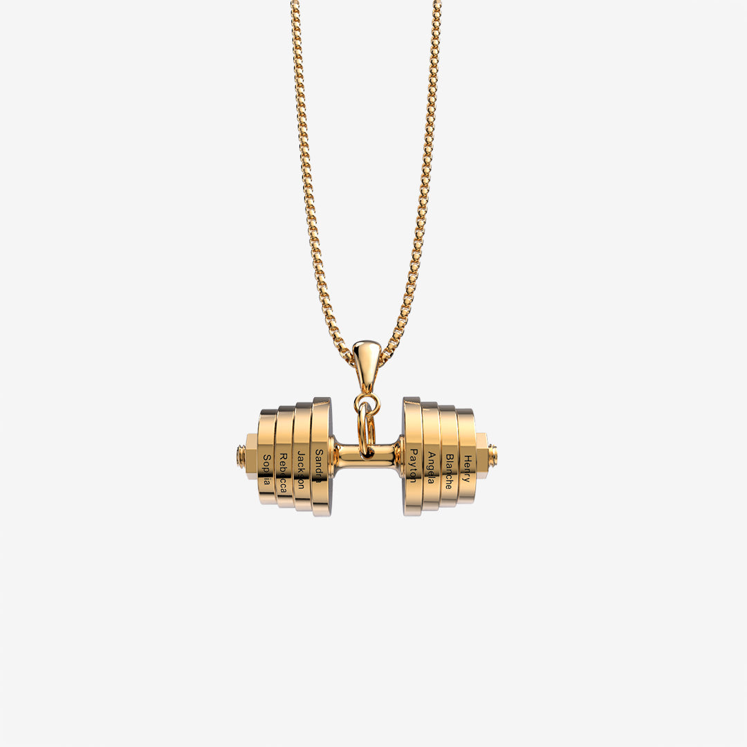 Father's Day Gift "You Be Fearless Be Strong" Custom Dumbbell Diamond Name Necklace-Engravingift