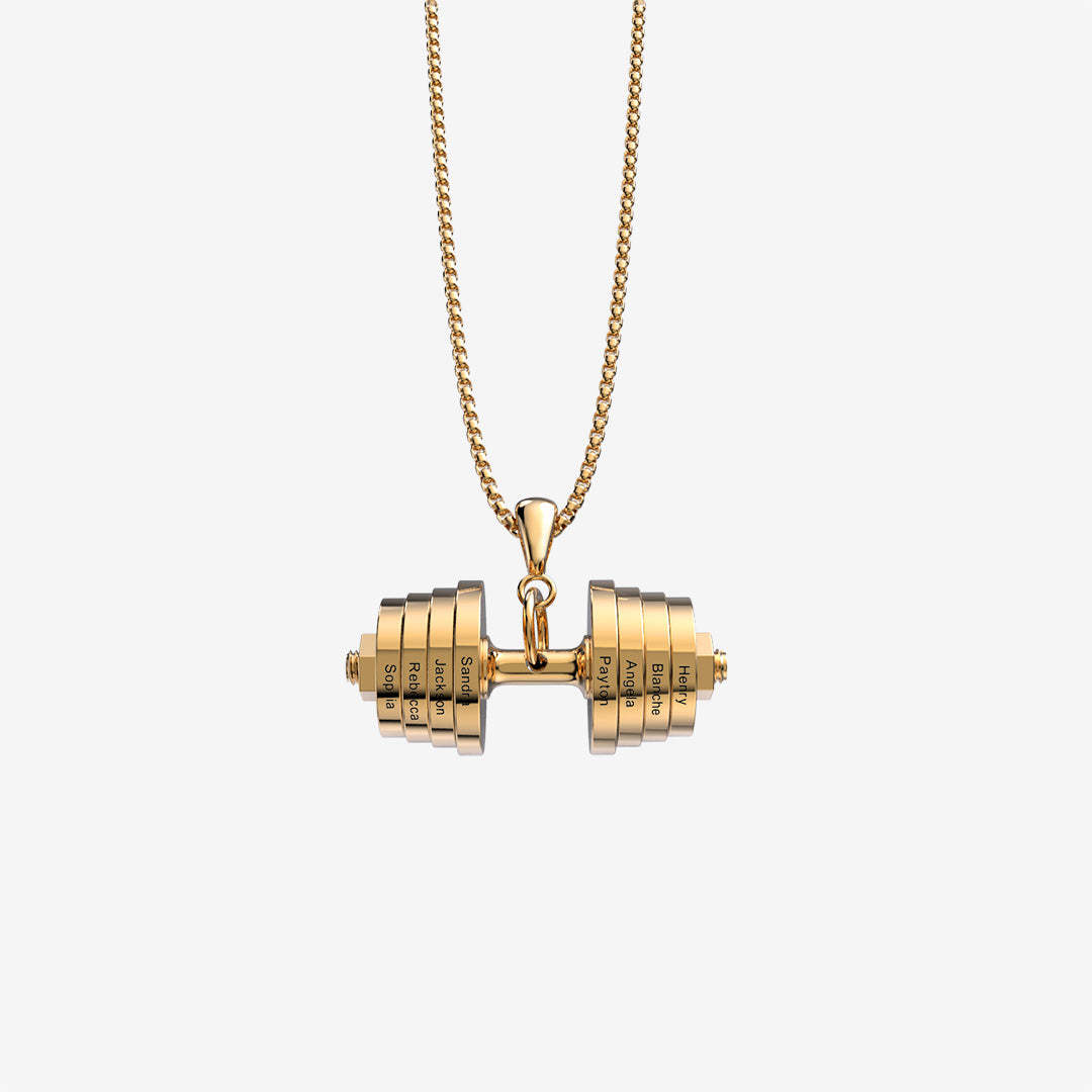 Father's Day Gift "You Be Fearless Be Strong" Custom Dumbbell Diamond Name Necklace-Engravingift