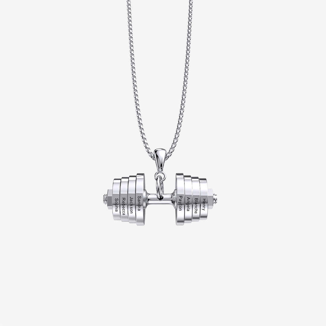Father's Day Gift "You Be Fearless Be Strong" Custom Dumbbell Diamond Name Necklace-Engravingift