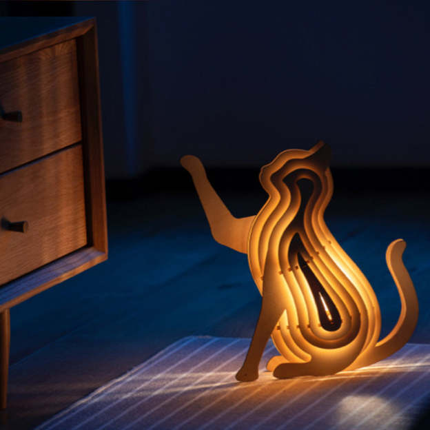 Christmas Gift 3D Wooden Animal Statue Decor Fantasy Lamp-Engravingift