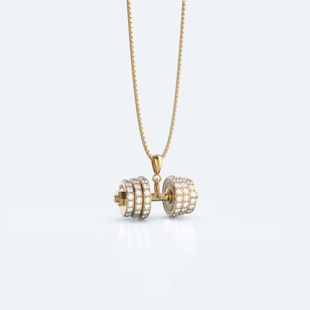 Christmas Gift "You Be Fearless Be Strong" Custom Dumbbell Diamond Name Necklace- NO ENGRAVING