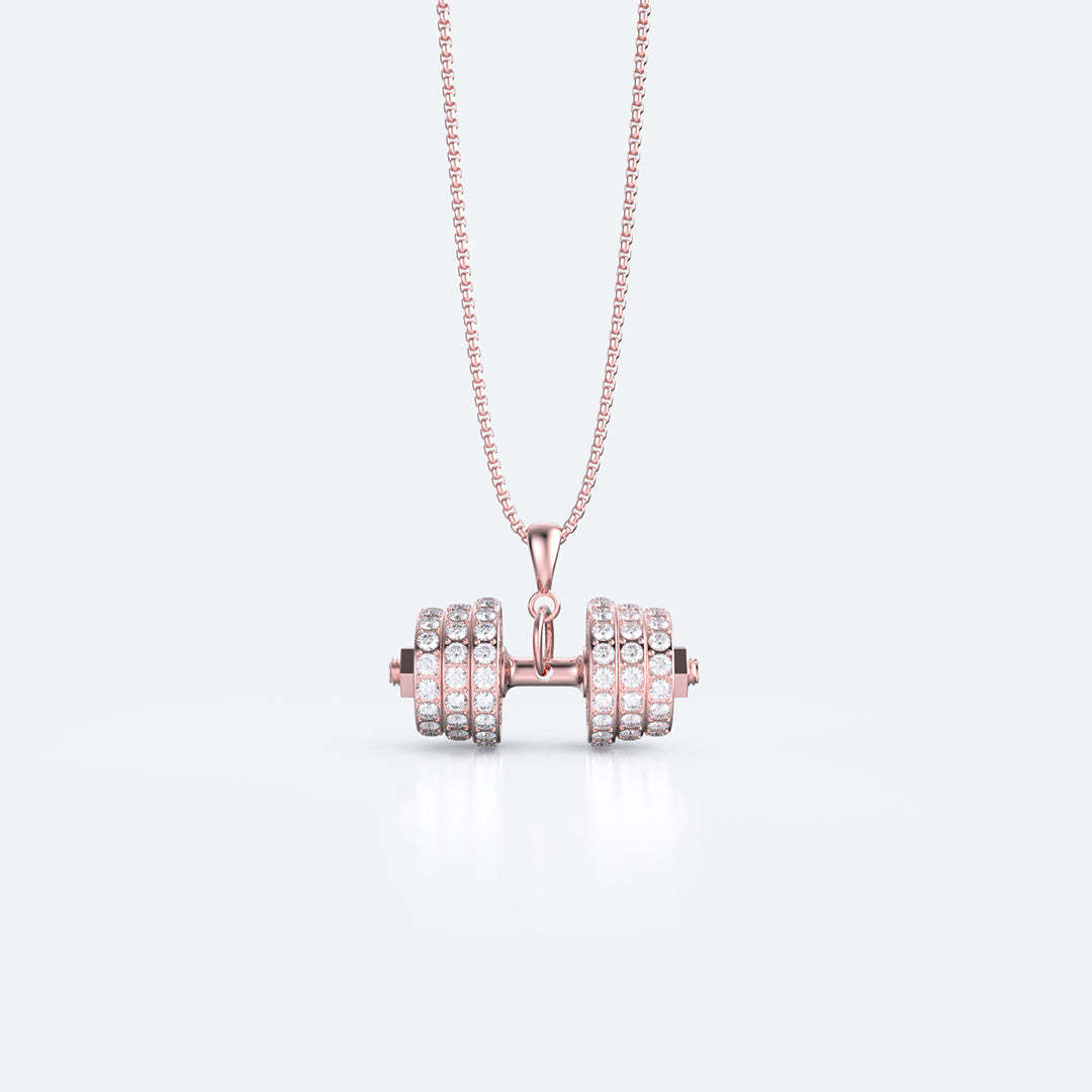 Christmas Gift "You Be Fearless Be Strong" Custom Dumbbell Diamond Name Necklace- NO ENGRAVING